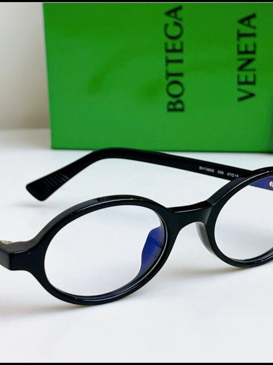 Bottega Veneta Black Oval Retro Eyeglasses